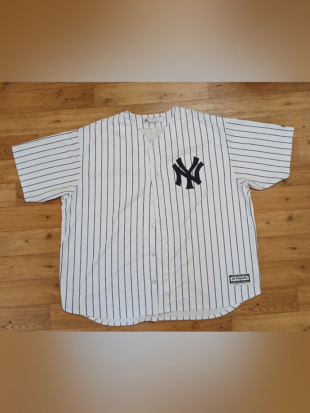 4XL New York Yankees Kids Pinstripe Jersey Shirt - White/Navy